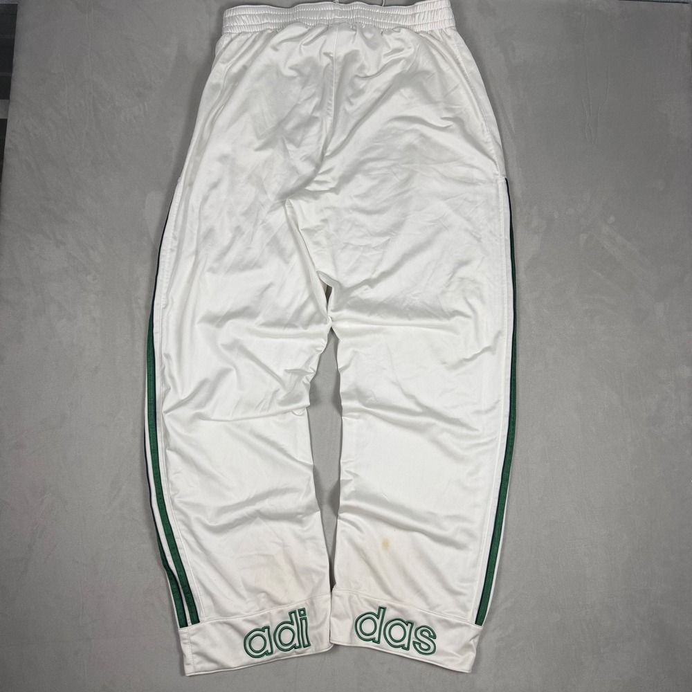 Y2K Mens Adidas Vintage Track Pants White Green Baggy XL